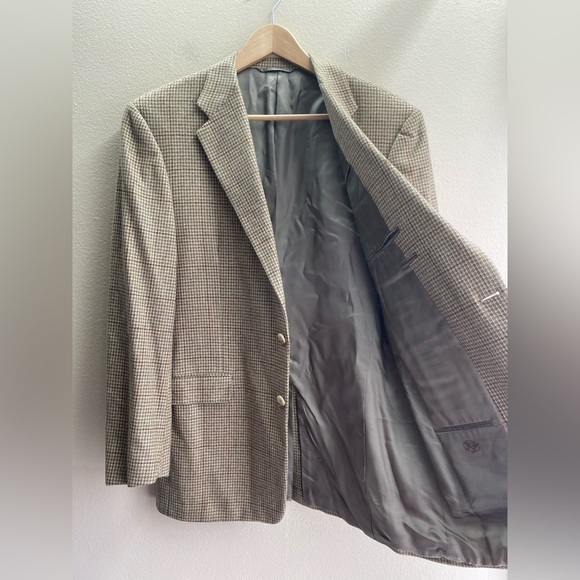 Barneys New York Hickey Freeman Wool Cashmere Suit Jacket Brown Men Size 42 - Picture 9 of 11